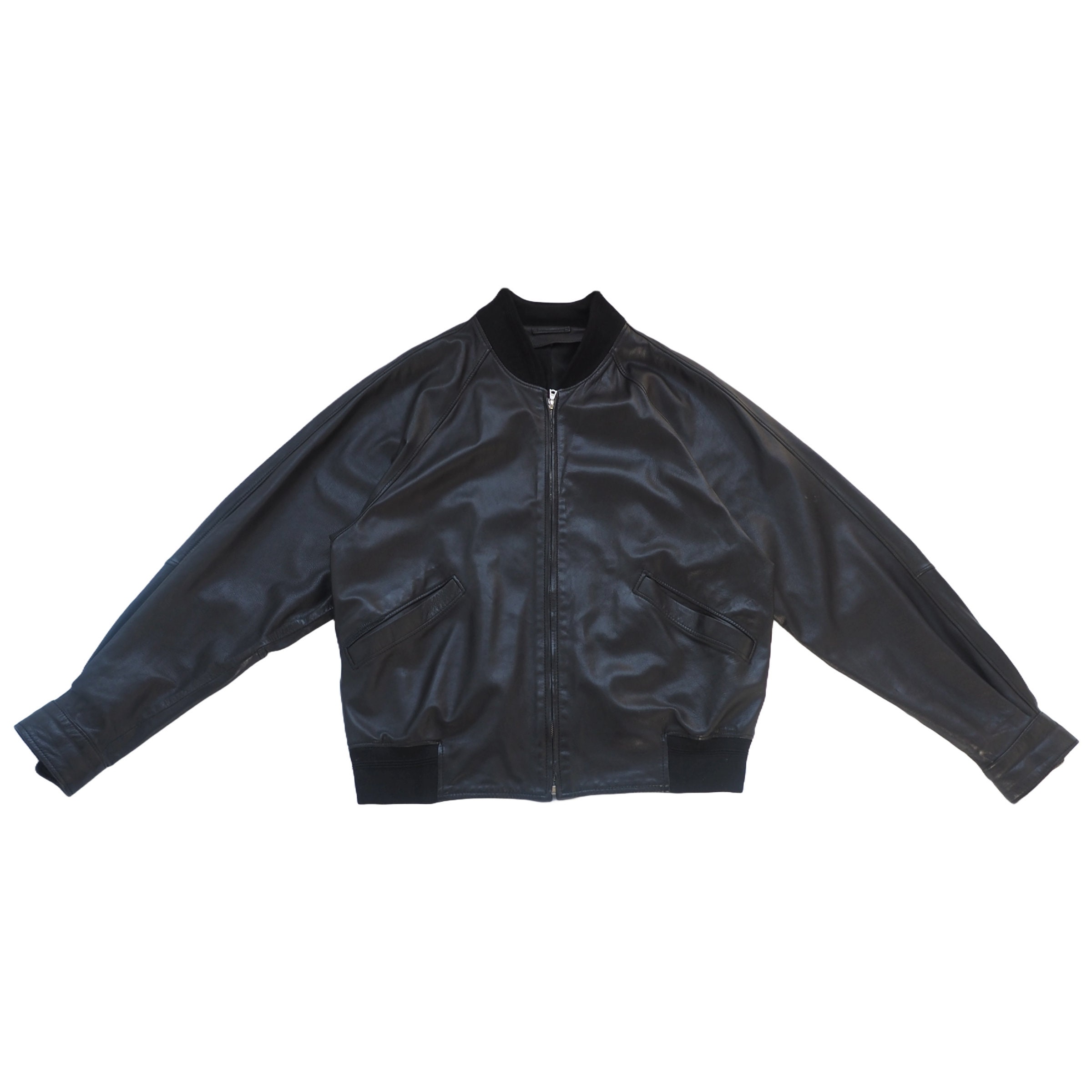 RUFFO - 90s Black Smooth Leather Bomber Jacket - Etsy UK
