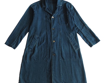 Issey Miyake Plantation - Abrigo ligero de mezclilla teñida con índigo, estilo artista.