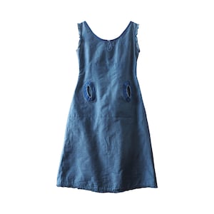 Marithé + François Girbaud - Archive Blue Dress with Slight Iridescence and Multiple Girbaud Details