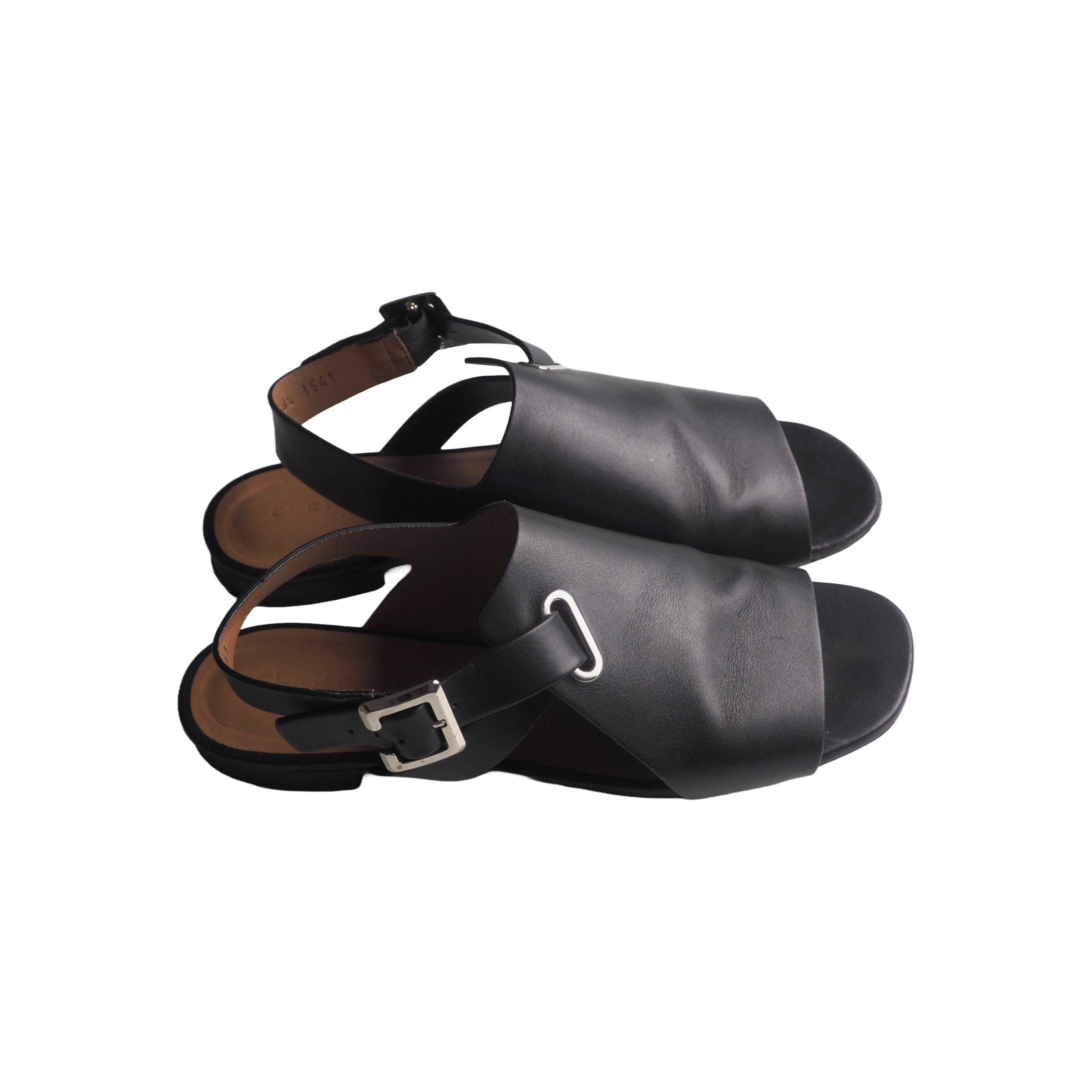 CLERGERIE Black Leather Sandals With Chrome Details Etsy Ireland