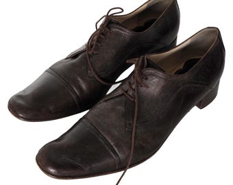 ドリス・ヴァン・ノッテン - 光沢のあるディテールが施されたアーカイブブラウンレザーオックスフォードシューズ