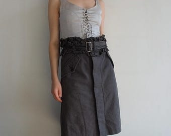 Comme des Garçons - Archive midi kaki rok met riem en ruches