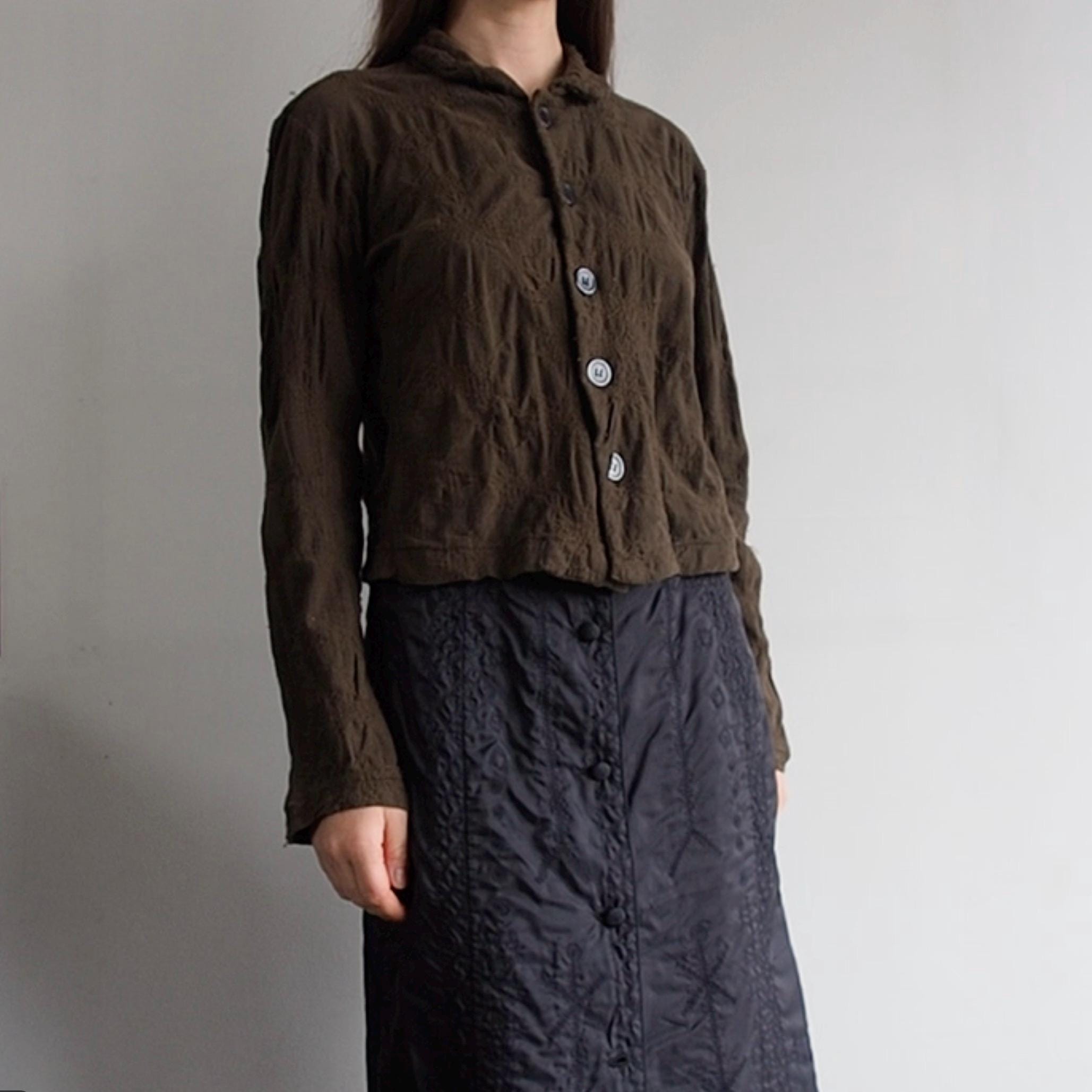 Yohji Yamamoto - Archive Khaki Cardigan With Embroidered Gathered 