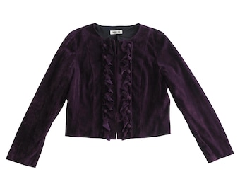 Hiroko Koshino - Archive purple cardigan with ruffle details