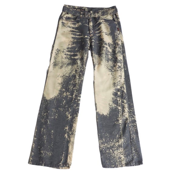 Jean Paul Gaultier, JEAN-PAUL GAULTIER - 90's Rare Archive Incredible Embellished Trousers with Denim and Cream Details