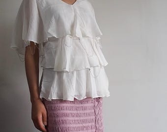 Mihara Yasuhiro - Rare Archive Incredible Ruffle Angel Blouse with Delicate Chain Details