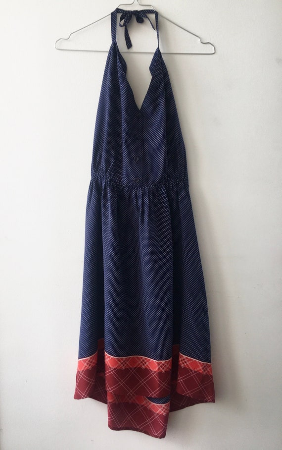 SESSUN Delicate Halter Silk Polka Dots Printed Nav