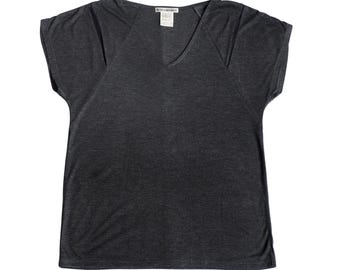 Issey Miyake - Archive Anthracite V-Neck Tee with Mesh Details