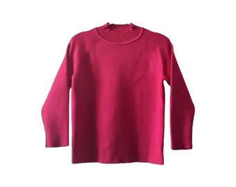 RODIER: fuchsia, minimalistische trui met opstaande kraag