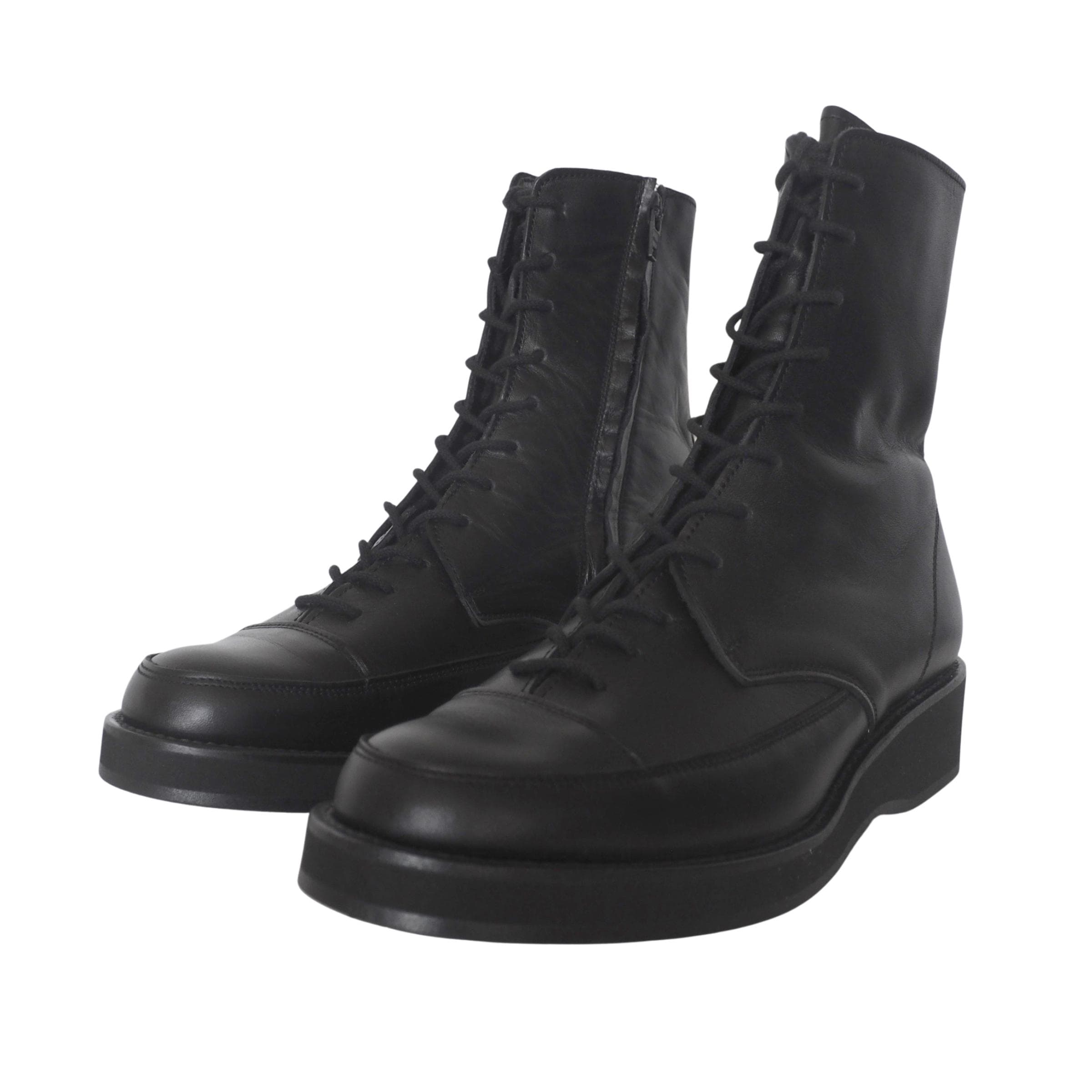 Yohji Yamamoto - Black Leather Lace-up Military Platform Boots - Etsy