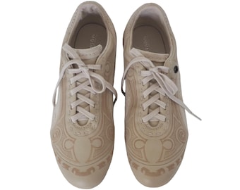 Alexander McQueen for Puma - Rare Archive Cream Embossed Leather Trainers with Wooden Heel Detail