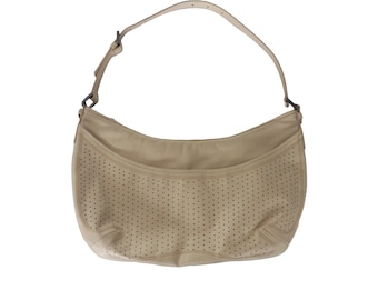 ISSEY MIYAKE - geperforeerde beige leren croissanttas