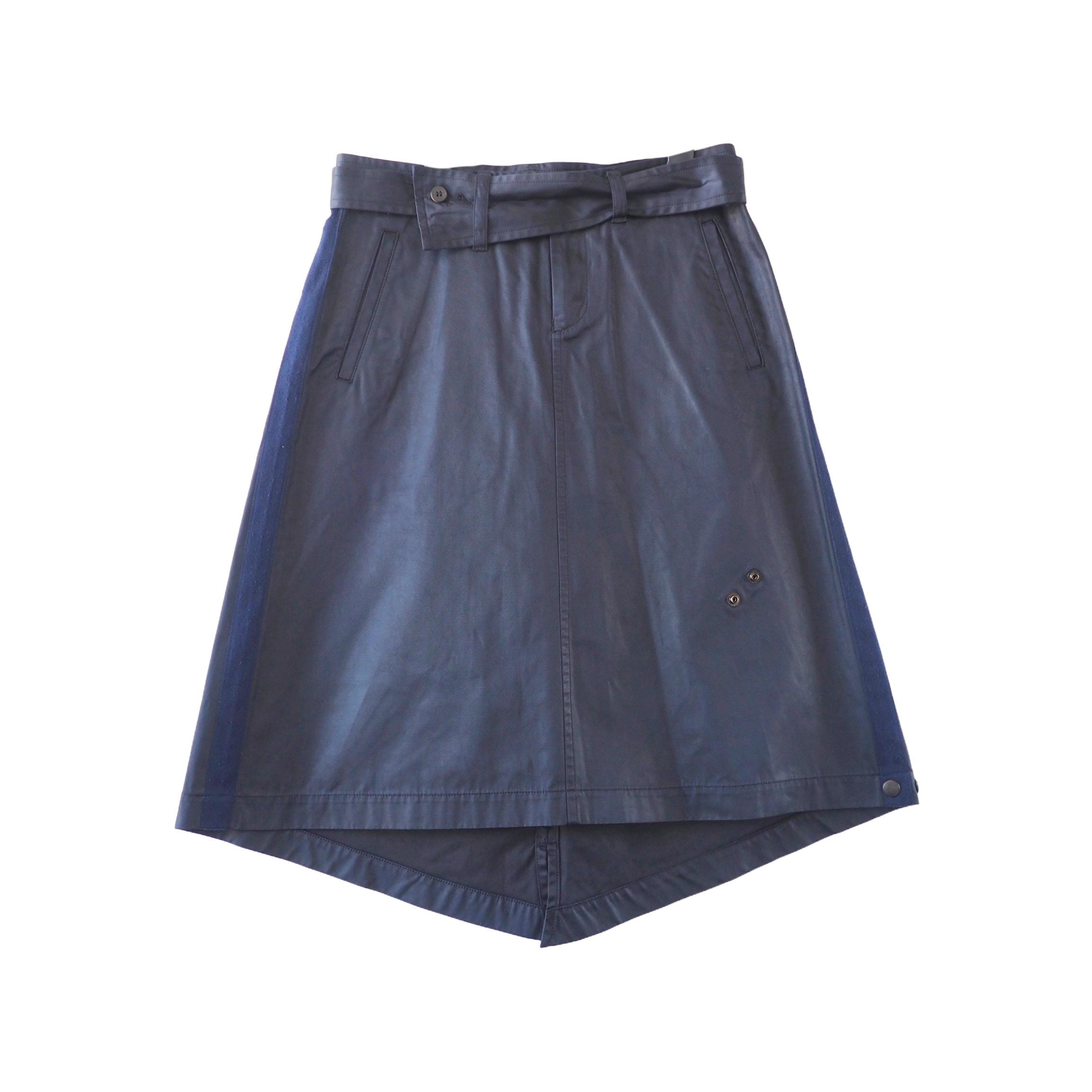 希少 ISSEY MIYAKE PERMANENTE 巻きスカート Issey Miyake - Rare Archive Waxed Navy Modular Skirt With Side
