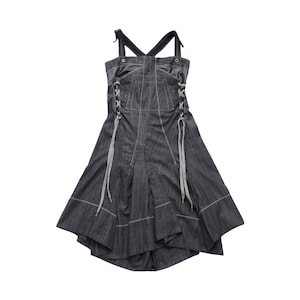 MARITHÉ + FRANÇOIS GIRBUD - Dunkles Denim Midi Kleid mit Plissee und Bondage Details