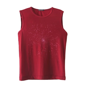 BARBARA BUI - Rostrotes Tank Top mit Glitzerspachtel und Glitzerstein