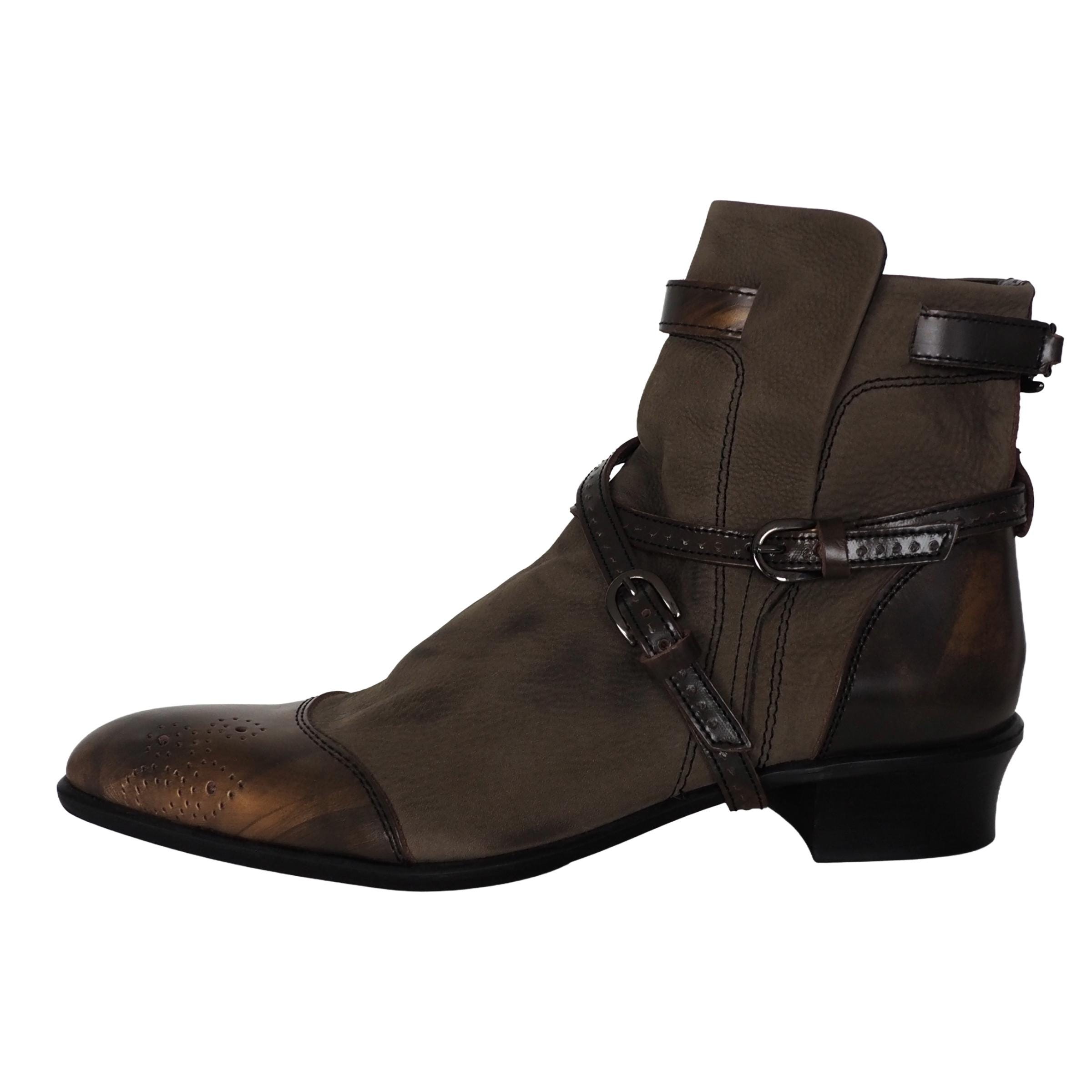 Tornado Mart - Japanese Bicolored Khaki and Bronze Leather Ankle