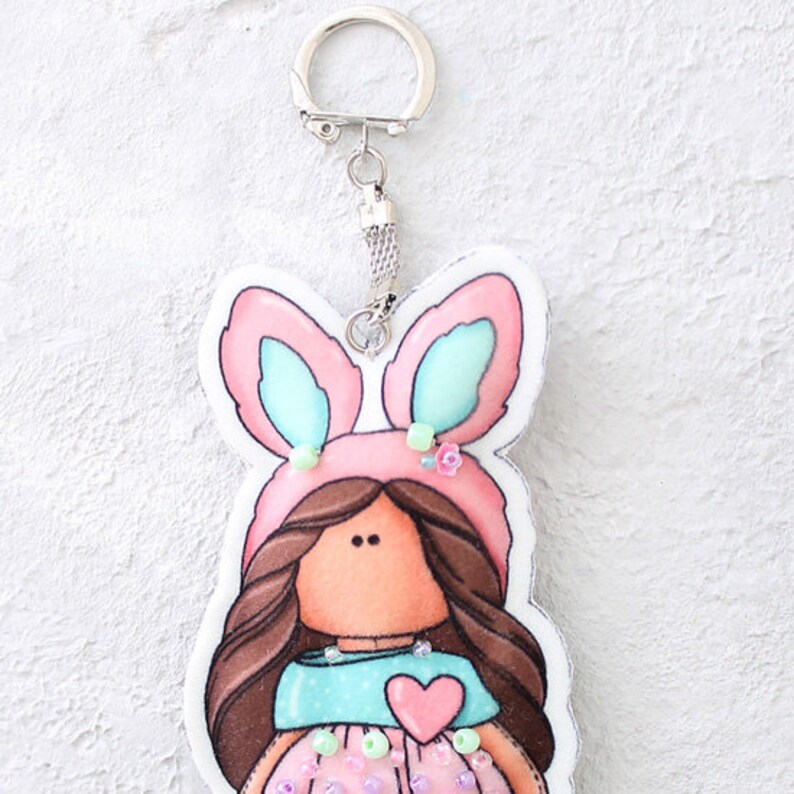 Cloth doll bunny Keychain Kit Keychain cute Fridge Etsy