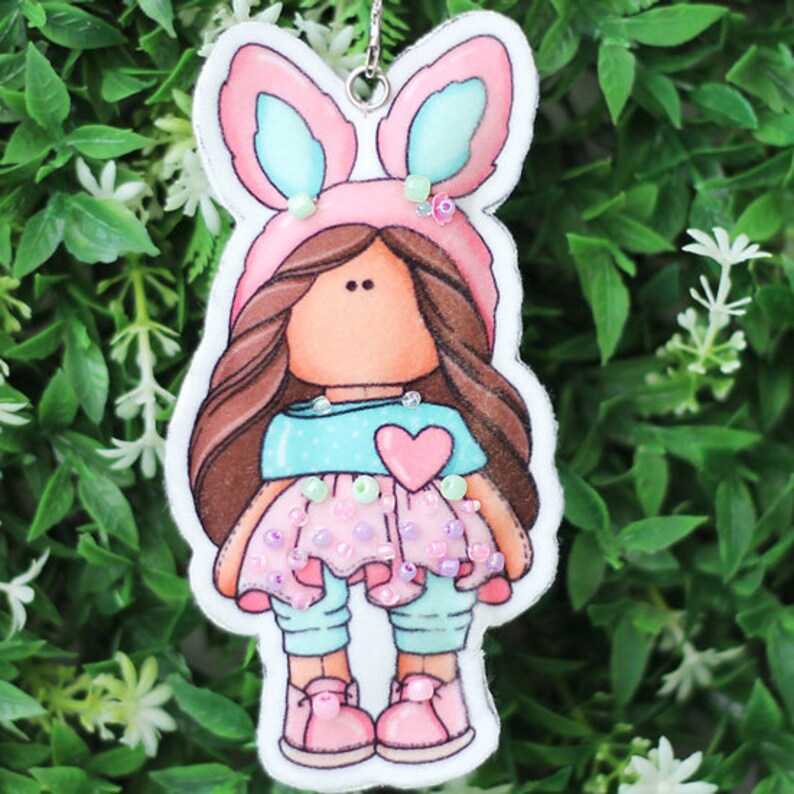 Cloth doll bunny Keychain Kit Keychain cute Fridge Etsy