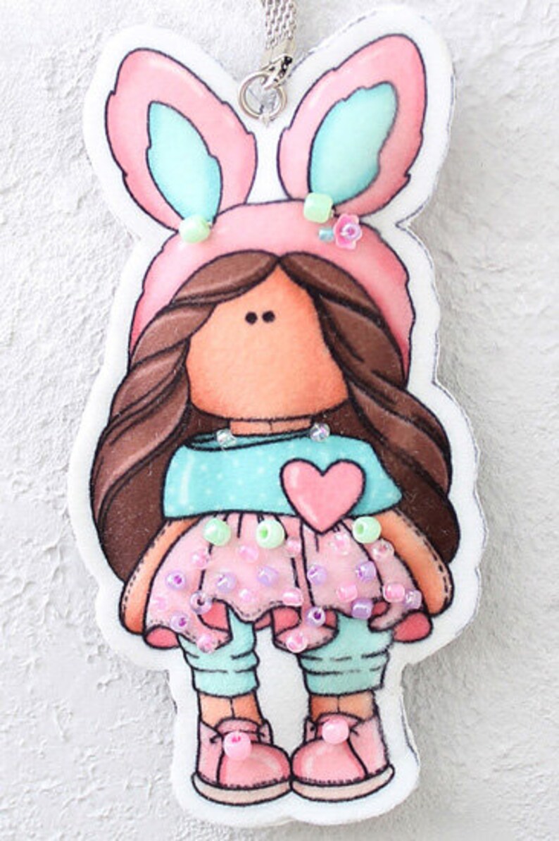 Cloth doll bunny Keychain Kit Keychain cute Fridge Etsy