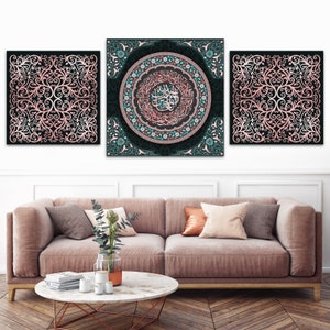 Islamic Home Decor, Al-Fatihah, Blue, Green, Purple, Islamic Wall Decor, Unique Design Canvas Print, Eid Gifts, Unique Islamic Gift