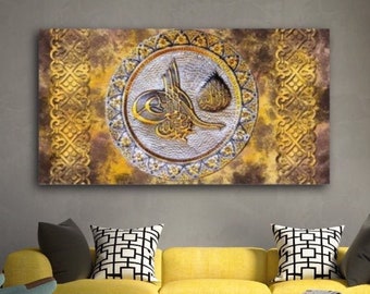 Ottoman Tughra Huge Islamic Wall Art Canvas Print, Islamic Gifts, Eid Gifts Arabic Wall Art, Ramadan Decoration for Home