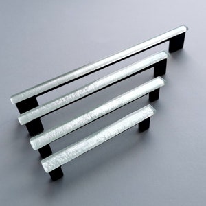 Modern Pearl White Fused Glass Pull. Metallic Pearl White Glass Pull. White Fused Glass Cabinet Handle. Pearl Fused Glass Cabinet Pull 0016