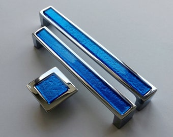 Pop-up Cobalt Blue Glass Knob/Pull. Artistic Cobalt Blue Furniture Glass Knob. Blue Glass Handle. Glass Cabinet Knob. Accent Glass Pull 0021
