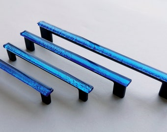 Cobalt Blue Glass Pull. Artistic Bright Blue Furniture Glass Pull. Blue Glass Handle. Blue Glass Cabinet Pull. Accent Glass Pull 0021