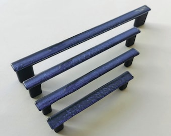 Indigo Blue Glass Pull. Artistic Dark Blue Furniture Glass Pull. Blue Glass Handle. Blue Glass Cabinet Pull. Accent Glass Pull 0039