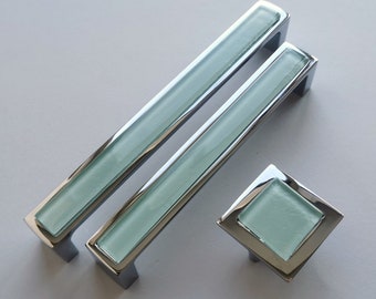 Pop-up Chinchilla Grey Glass Pull/Knob. Artistic Grey Furniture Glass Handle. Chinchilla Grey Glass Cabinet Pull. Blue Glass Knob 0035