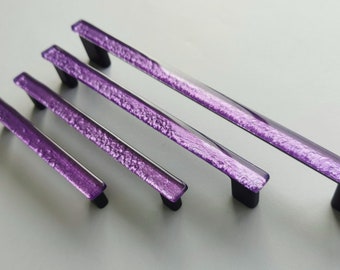 Bright Purple Glass Pull. Artistic Sparkle Purple Furniture Glass Pull. Purple Glass Handle. Purple Glass Pull. Accent Glass Pull 0015