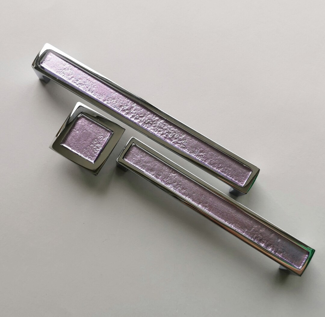 Popup Lilac Purple Fused Glass Pull/knob. Pale Violet Glass Knob