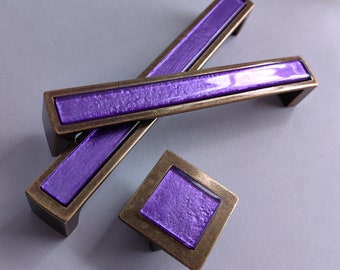 Lilac Purple Glass Pull. Artistic Pale Violet Furniture Glass Pull ...