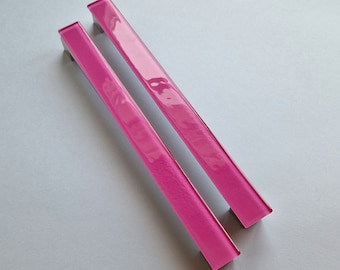 A Set of 2 Large Glass Pulls in Matte Pink. Artistic Fuchsia Glass Pull. Pink Glass Pull. Matte Pink Glass Pull. Accent Pull 00--
