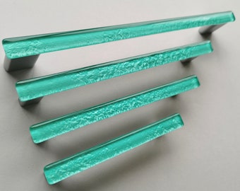 Sea Foam Fused Glass Pull. Artistic Turquoise Furniture Glass Pull. Sea Foam Glass Handle. Accent Glass Cabinet Pull 0041