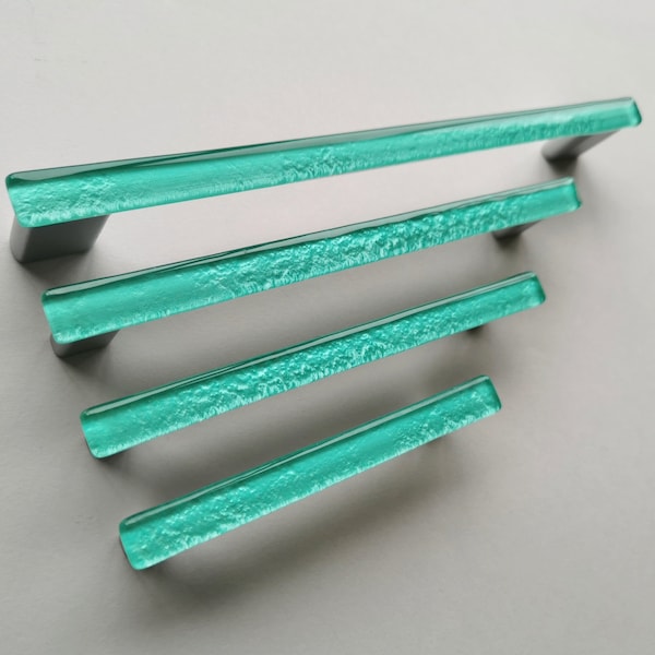 Sea Foam Fused Glass Pull. Artistic Turquoise Furniture Glass Pull. Sea Foam Glass Handle. Accent Glass Cabinet Pull 0041