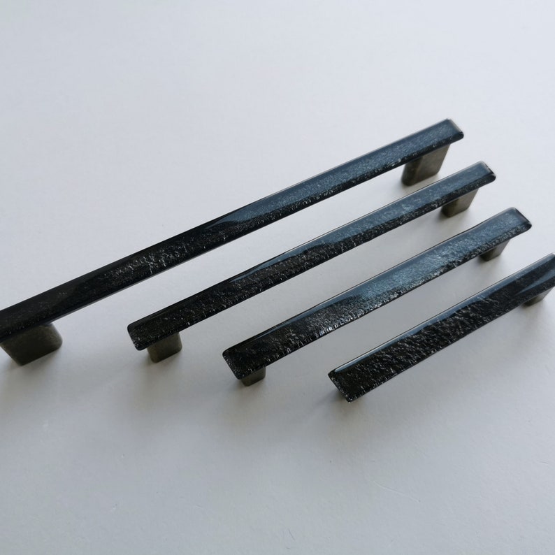 Bright Black Glass Pull. Artistic Black Furniture Glass Pull. Etsy