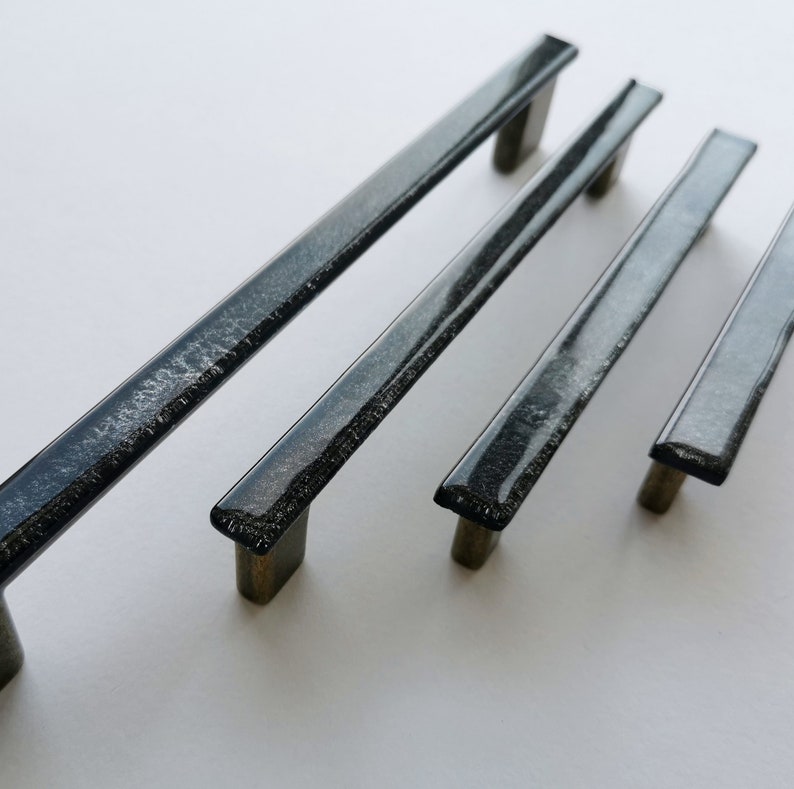 Bright Black Glass Pull. Artistic Black Furniture Glass Pull. Etsy