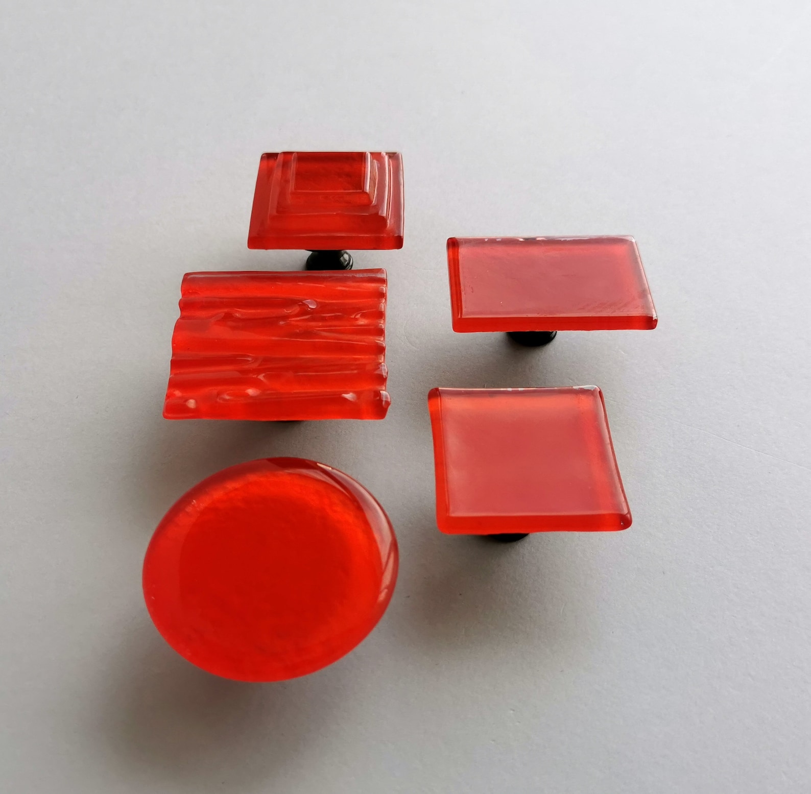 Rojo Naranja Moderno Perilla de Vidrio Fundido. Perilla de | Etsy