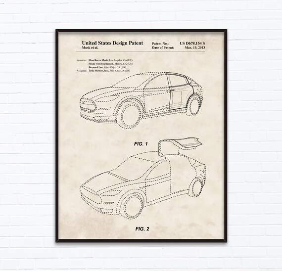 tesla model x patent drawings by elon musk electric car may etsy