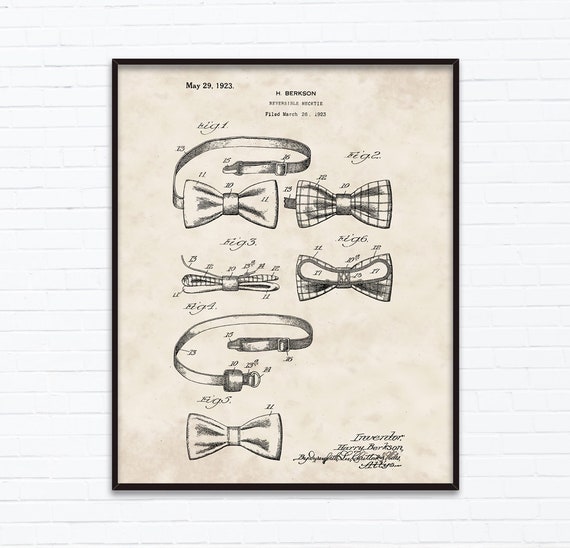 Reversible Necktie Patent Drawings May Birthday Gift Ideas Etsy