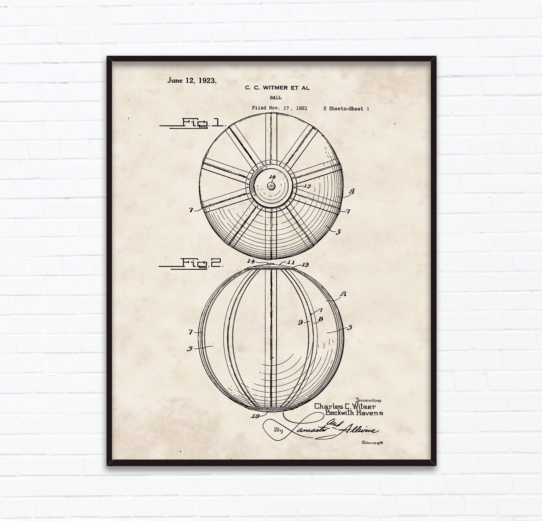 Ball Patent Drawings June Birthday Gift Ideas Printable Etsy India