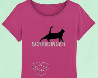SALE! Organic Womens Cat T-shirt, Student Gift, Pink T-shirt, Schrödinger's Cat T-shirt, Quantum Physics Science T-shirt, Ethical Clothing