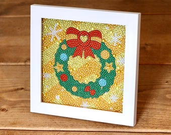 Christmas Wreath - Diamond Painting Kit including Frame - DIY Gem Art/Diamond Art
