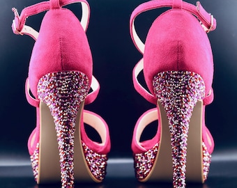Full Crystal Embellished Heels – Sparkly Prom Shoes, Bridal Shoes, Evening & Special Occasion Footwear- 1000's of Grade A Crystals