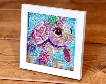 Teeny Turtle - Diamond Painting Kit including Frame - DIY Gem Art/Diamond Art
