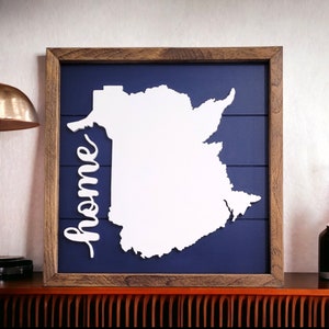 Panneau en bois de la maison Navy New Brunswick | Nouveau-Brunswick| Maritimes | Cadeau du Nouveau-Brunswick | Décoration de maison