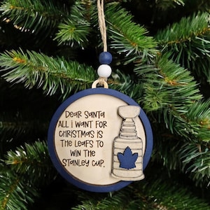Toronto Maple Leafs Christmas Ornament | Gift for Hockey Lover | Wooden laser cut ornament