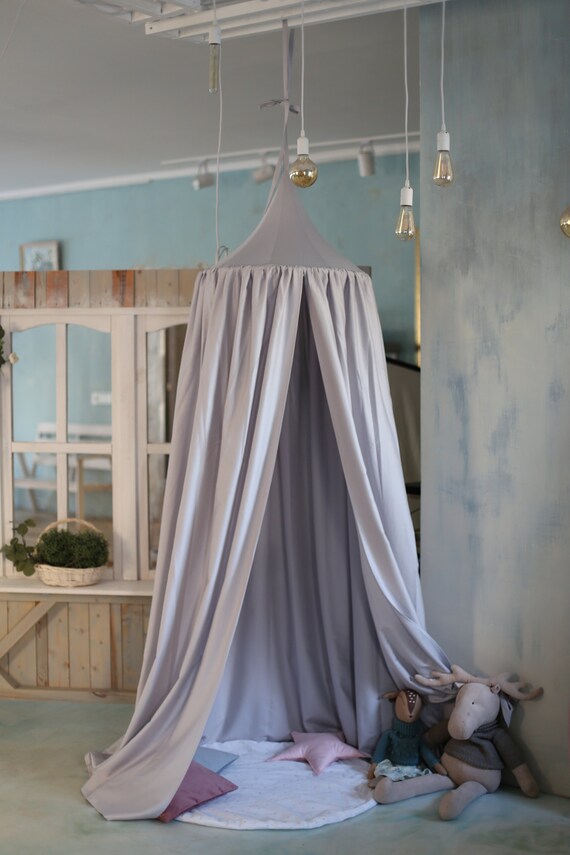 Kids Canopy Gray Crib Canopy Bed Hanging Canopy Natural Etsy