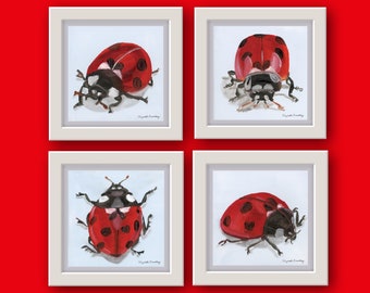 Lady Love Bugs- Ladybugs for Valentine's Day -  Giclee Print on Moab paper